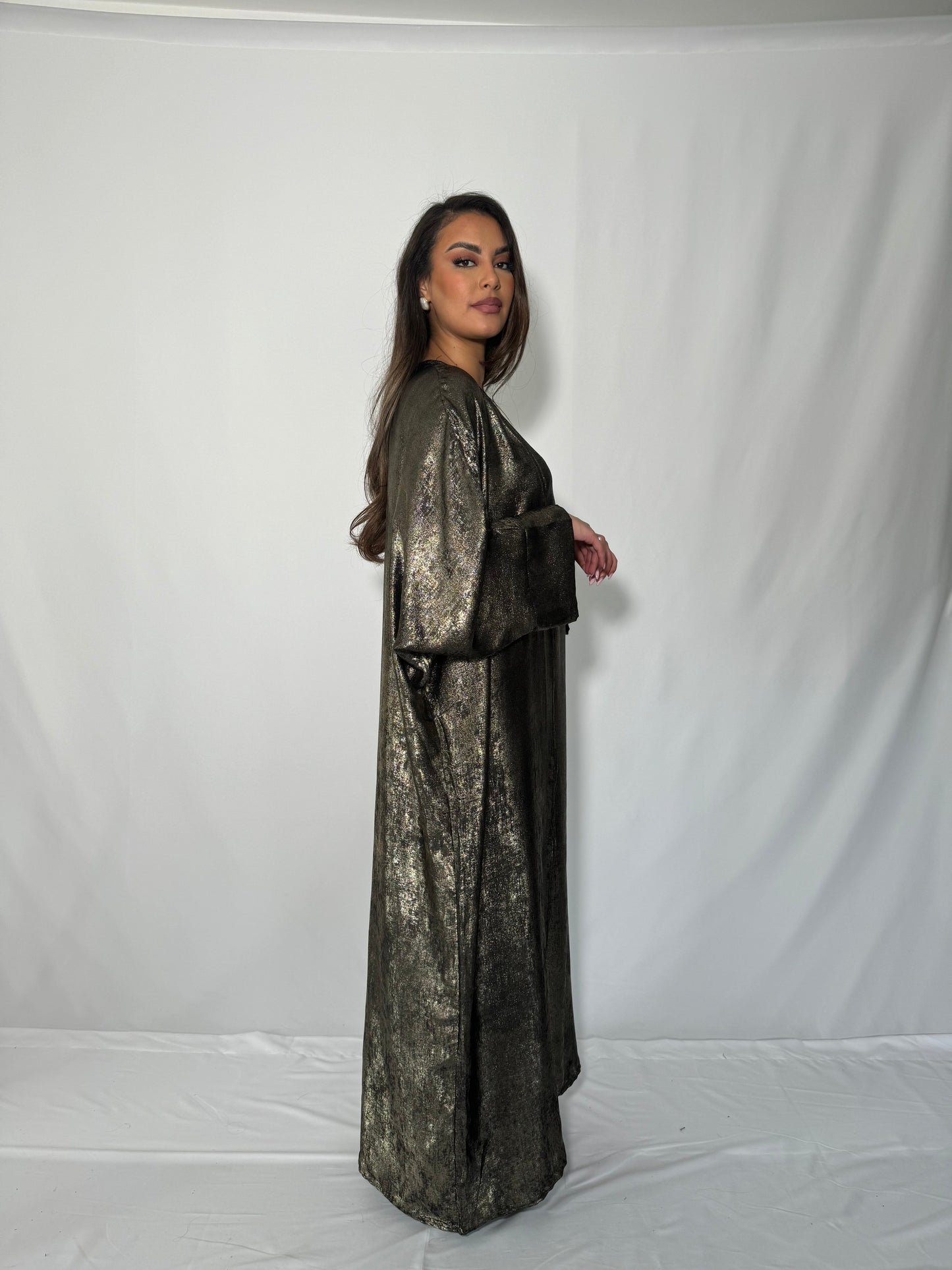 Ensemble kimono + robe effet métallisé